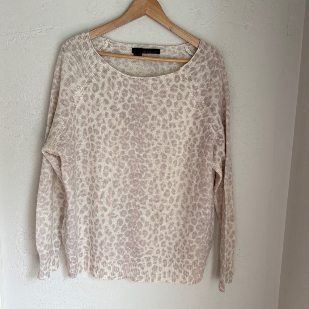 360 Cashmere‎ Women's 100% Cashmere Brown Leopard Print Sweater Size M
